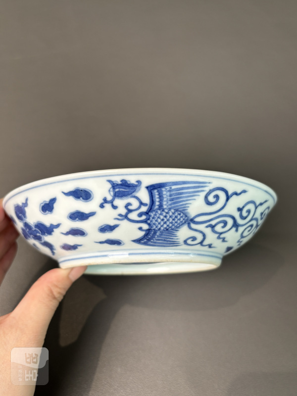 清道光 青花双凤纹盘 - 图5